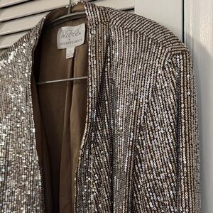 Anthropologie Shimmering Silver Sequin Blazer